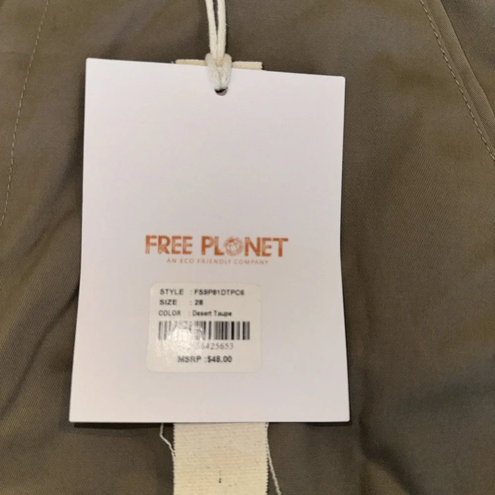 Free Planet Men's Stretch Chino Shorts‎ Preppy Desert Taupe Size 28 NEW